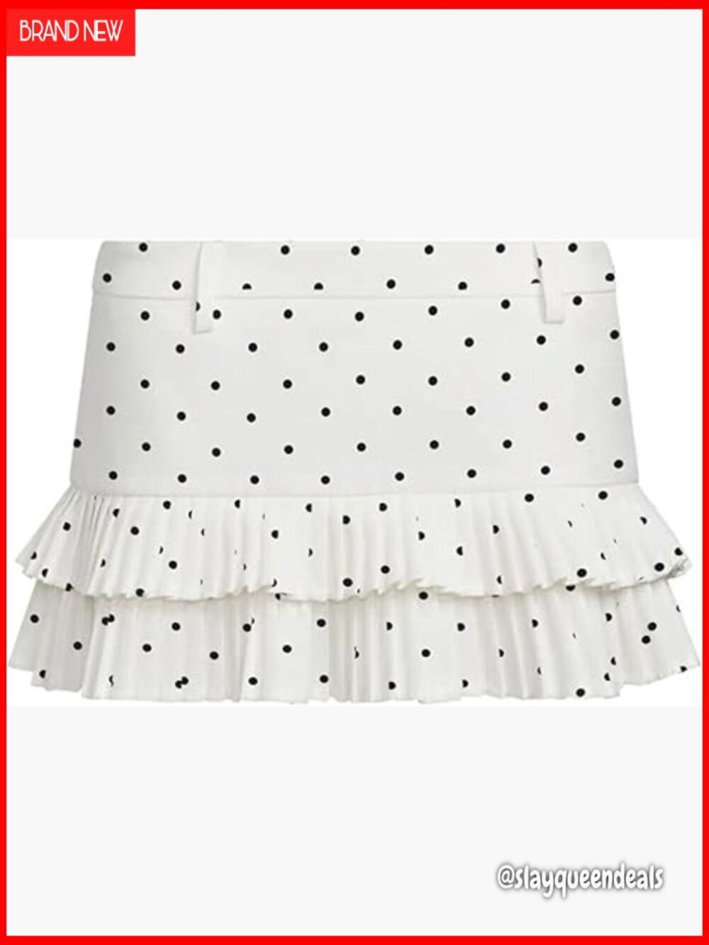 Low Rise Pleated Mini Skort with Built-In Shorts, Double Ruffle Design